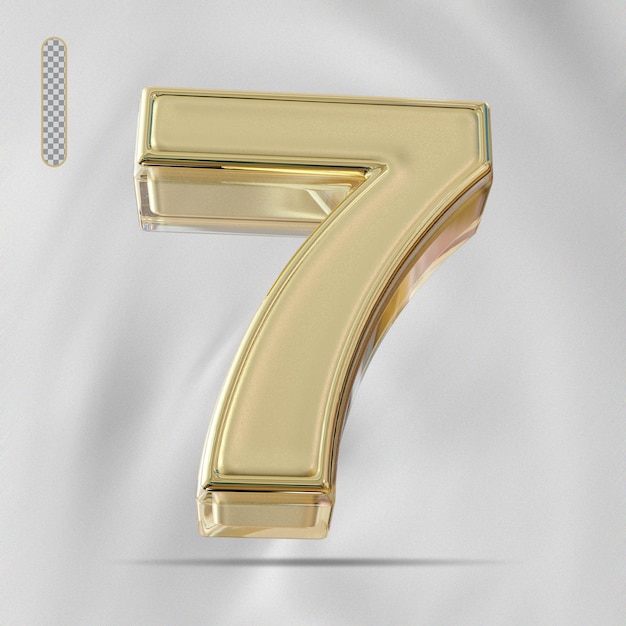 Número 7 creative style gold 3d render luxo