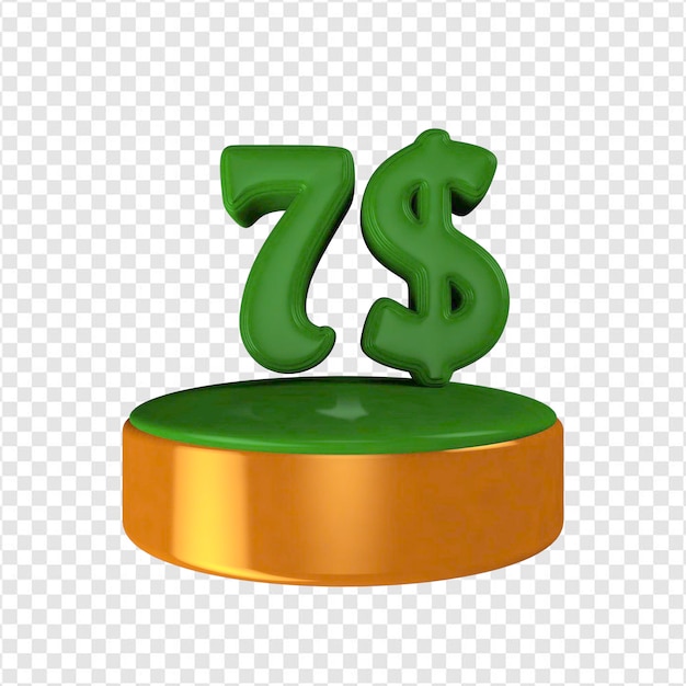 Número 7 dólar en 3d