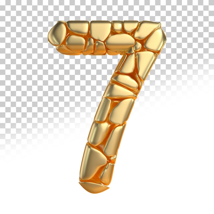 PSD numero 7 gold 3d render style