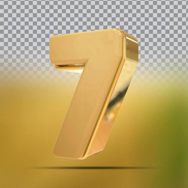 Número 7 golden 3d render estilo luxo