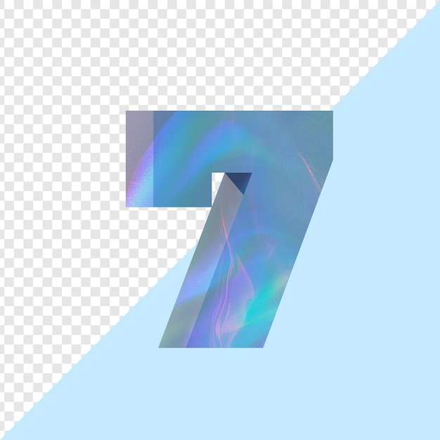 Número 7 iridescente azul del cielo