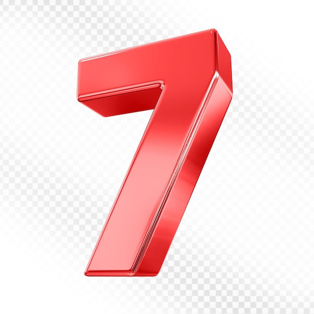 Numero 7 Numero 3D rosso