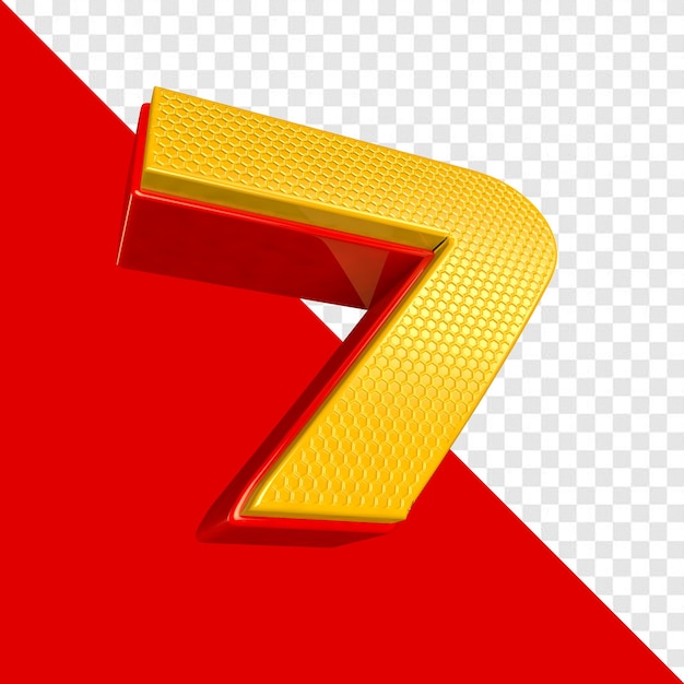 Número 7 Siete textura amarilla y roja para la composición.