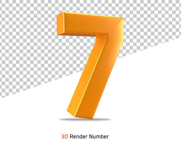 Número 7 sinal sete ícone renderização 3d