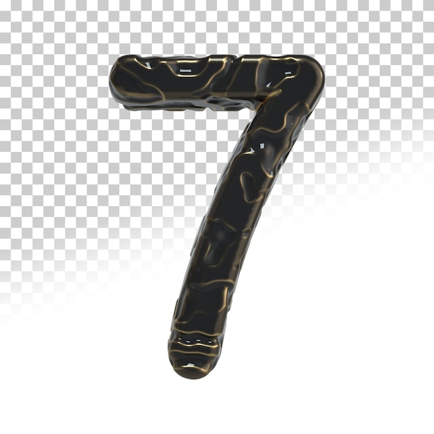 Numero 7 Stile di rendering 3d scuro e dorato