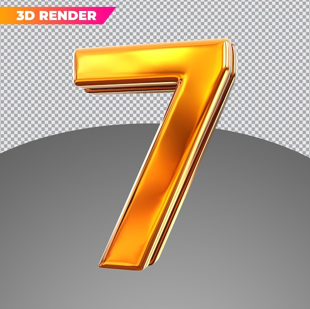 Numero 7 stili 3d d'oro