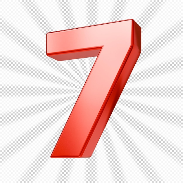 Número 7 vermelho 3d