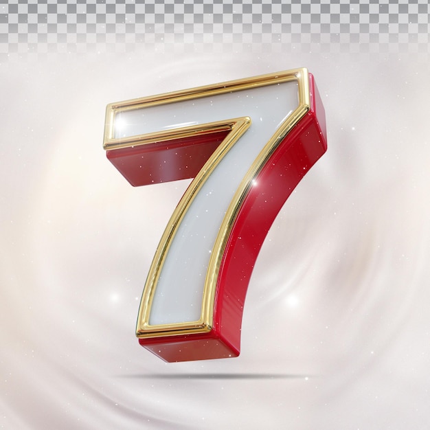 Número 7 vermelho renderizado em 3D