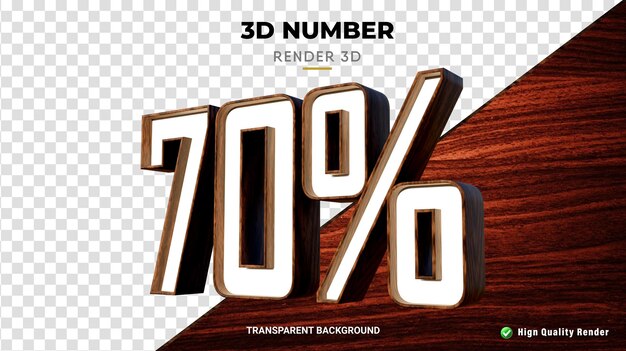 Número 70 por ciento renderizado realista de textura de madera 3d