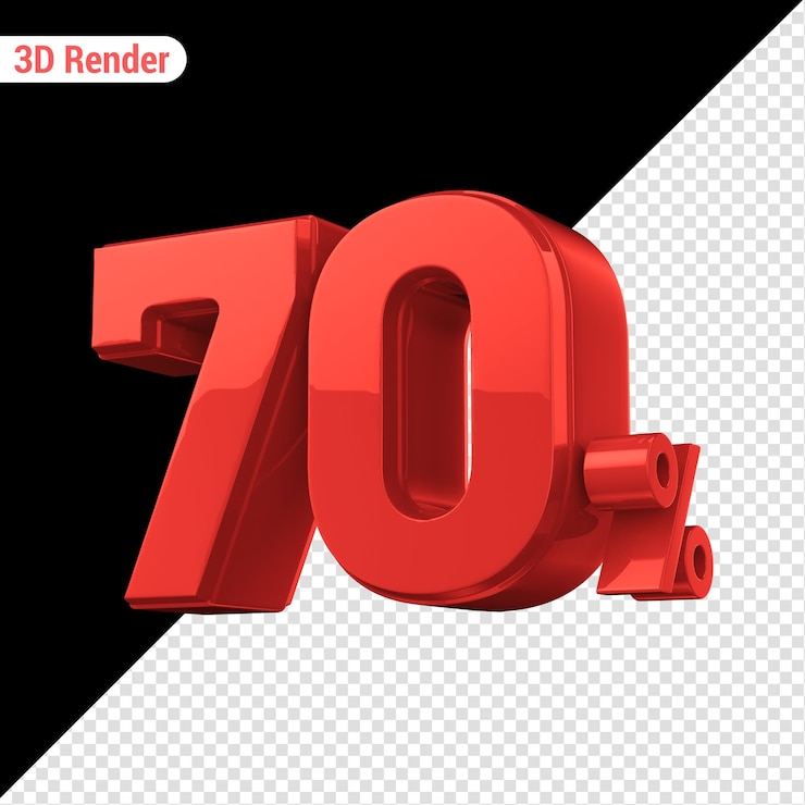PSD número 70 render rojo en 3d