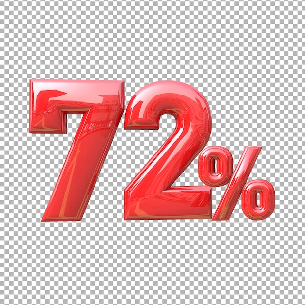 Numéro 72 Alphabet Couleur Rouge 3d Premium Psd