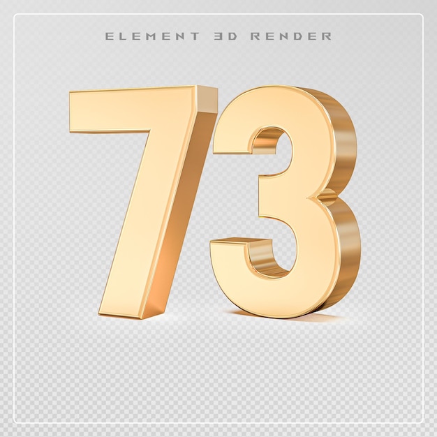 el número 73 dorado 3d render