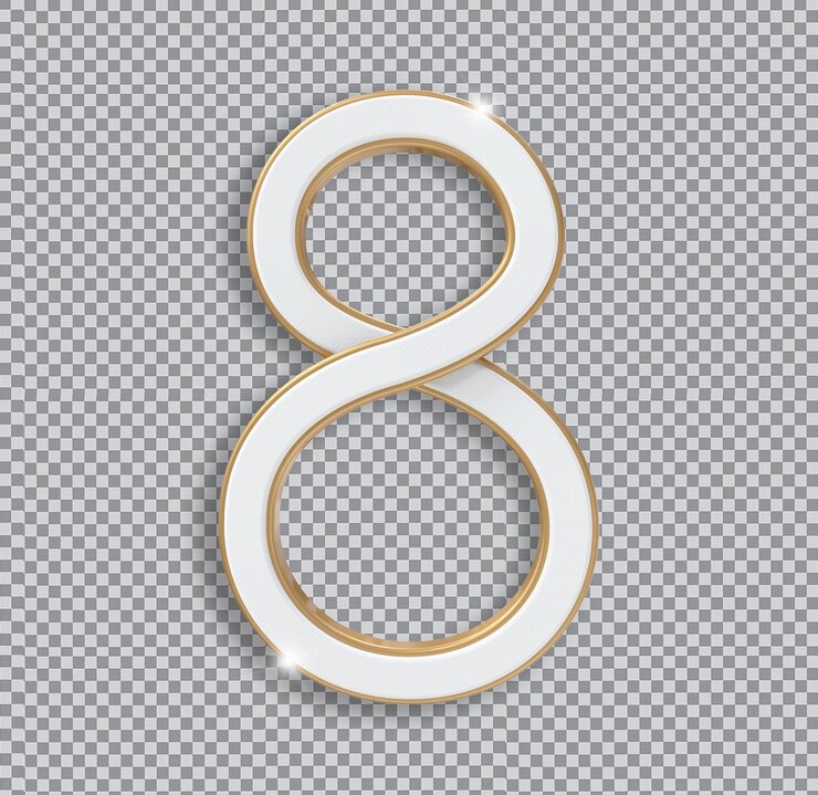 PSD número 8 3d dorado