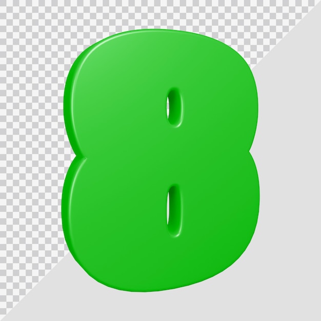 Número 8 en 3d render