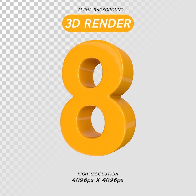 Número 8 3d render