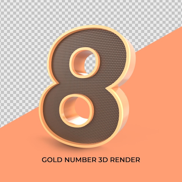 Número 8 en 3d render