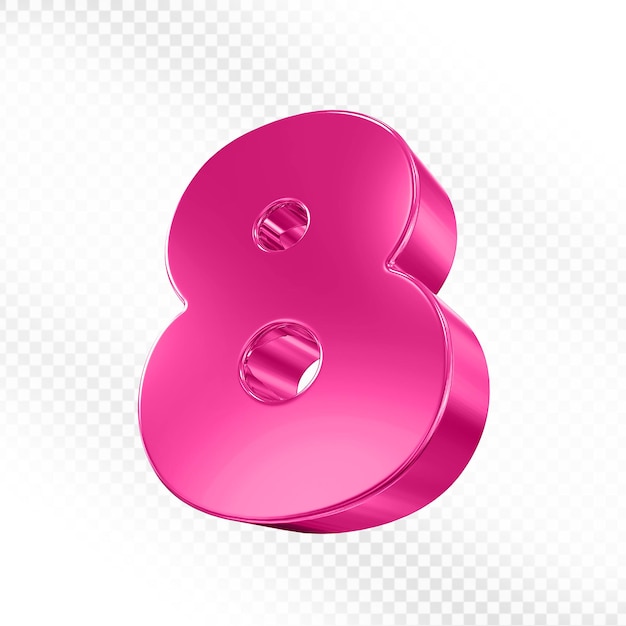 Número 8 de color rosa