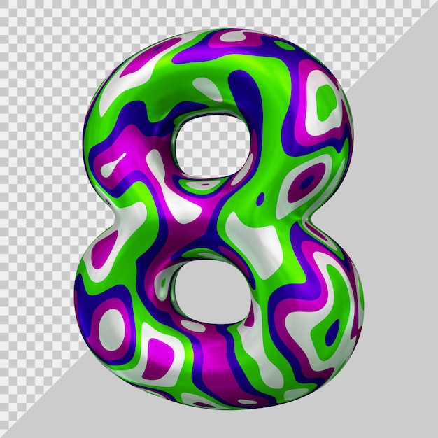 Número 8 com estilo 3d moderno