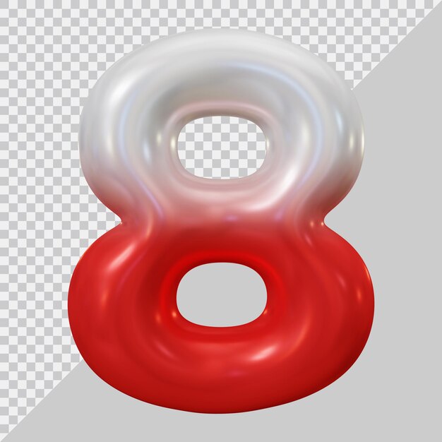 PSD número 8 con estilo moderno 3d