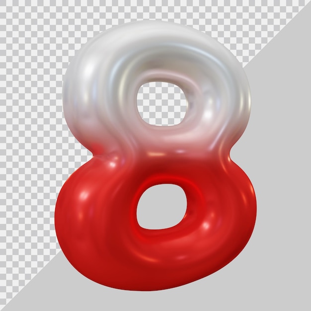 PSD número 8 con estilo moderno 3d