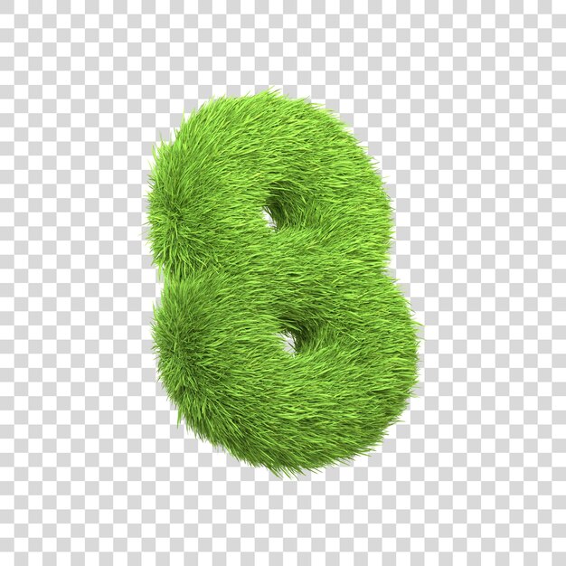 El número 8 en forma de densa hierba verde sobre un fondo blanco puro Número 8 Vista delantera
