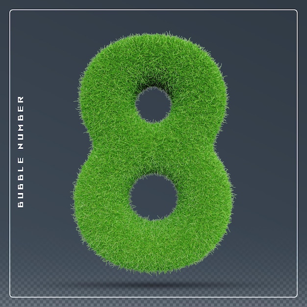 El número 8 de la hierba verde 3D