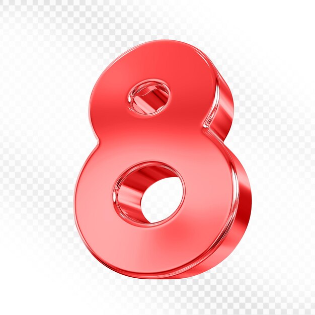 Número 8 Número rojo 3D