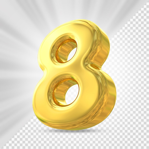 Numero 8 Oro 3d di lusso