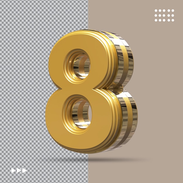 Número 8 de oro 3D