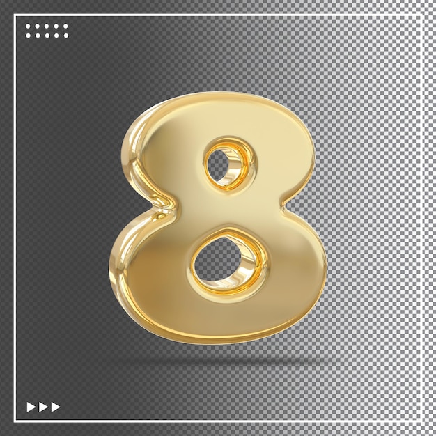 Número 8 de oro 3d