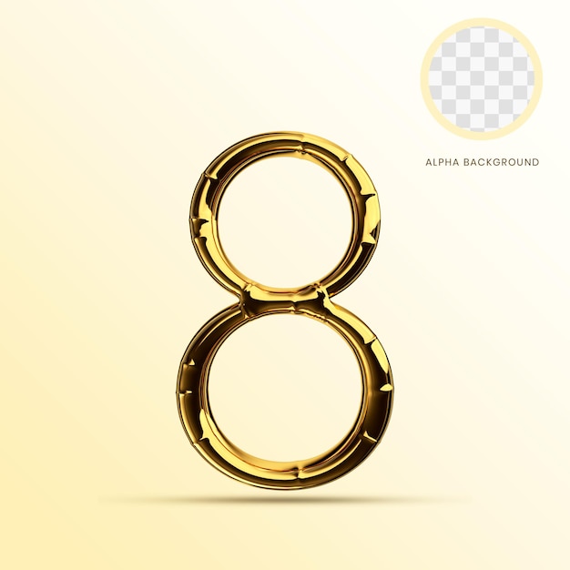 Número 8 de oro 3D