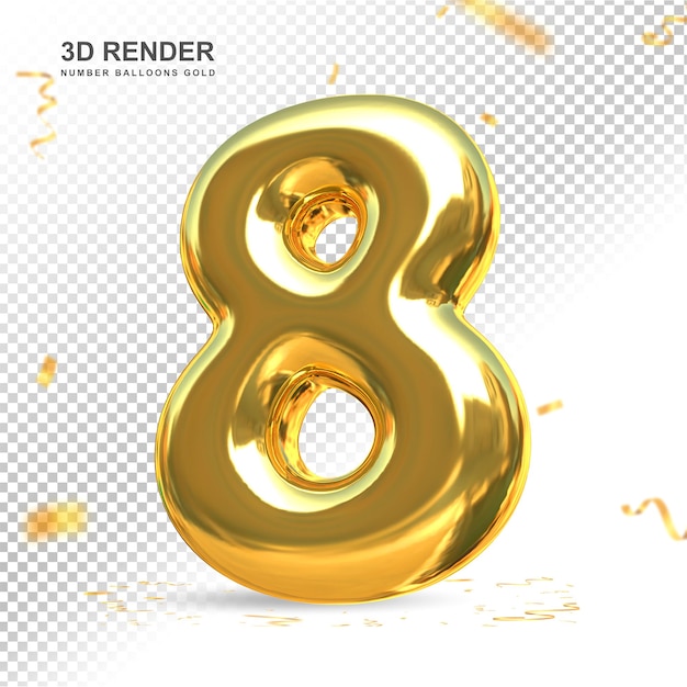 Numero 8 Oro lusso 3D