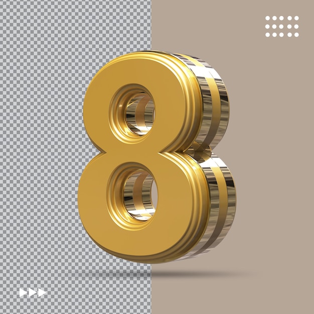 Número 8 de oro modelo 3d