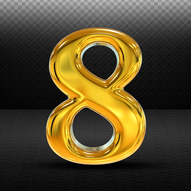Numero 8 Oro Rendering 3D