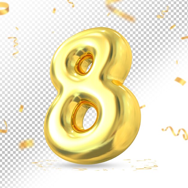 Numero 8 palloncini rendering 3d