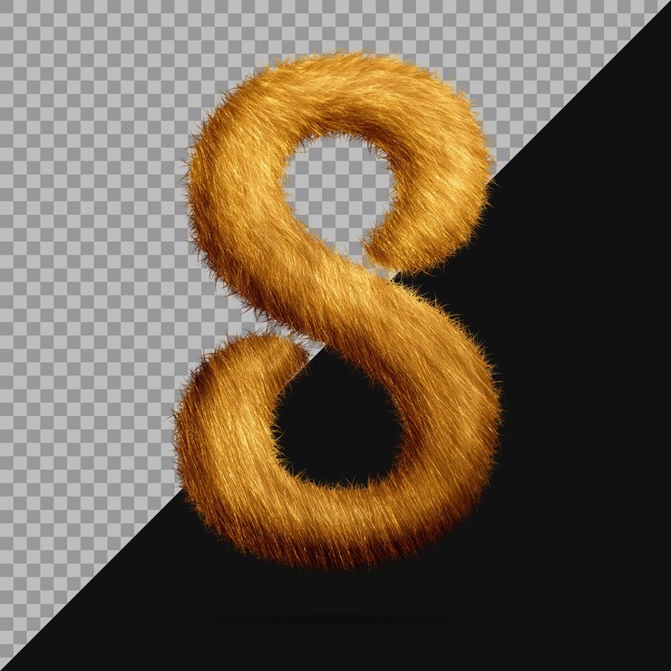 PSD número 8 con piel 3d realista