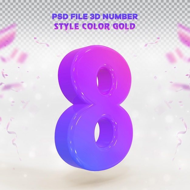 numero 8 raccolta di rendering 3d con messenger a colori
