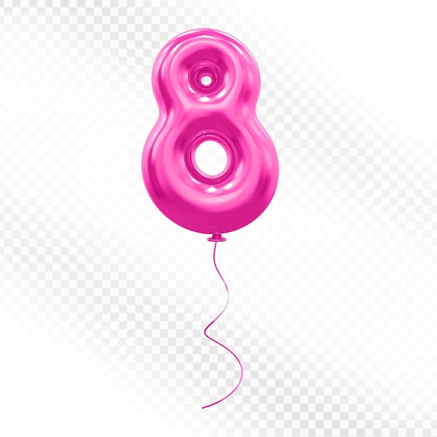 Numero 8 Rendering 3D rosa