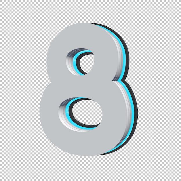 Número 8 renderização em 3D