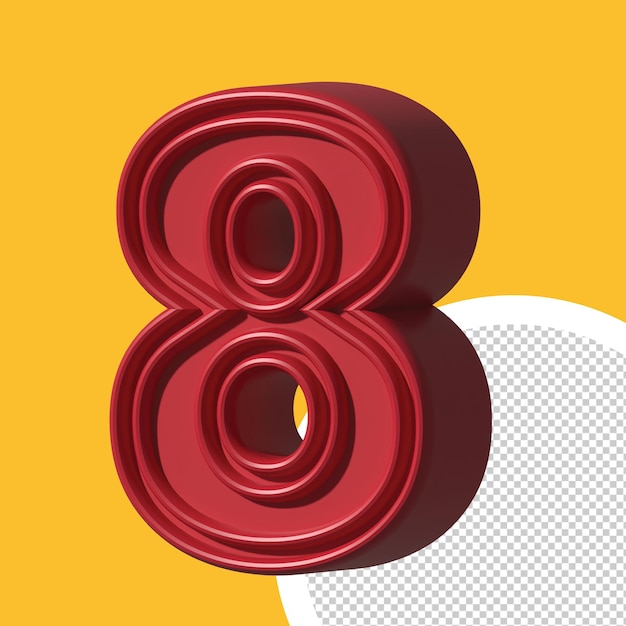 Número 8 renderizado de plástico 3d