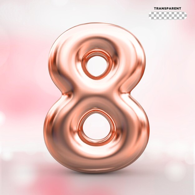 número 8, ross, oro, 3d, render