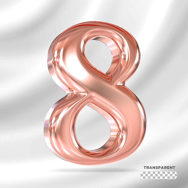 Número 8, ross, oro, 3d, render