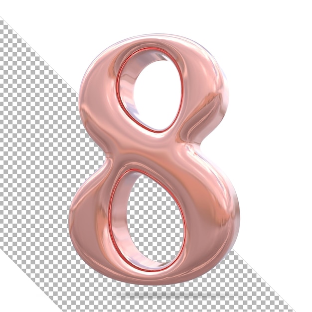 Número 8 ross oro estilos 3d