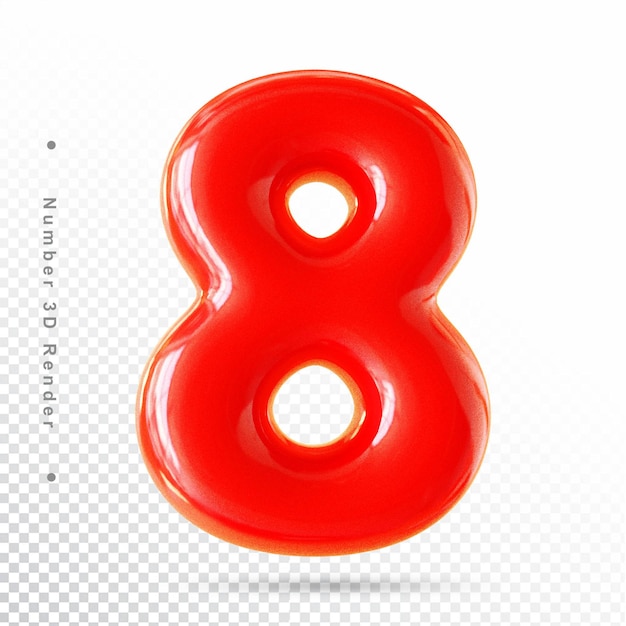 Numéro 8 Rouge 3d