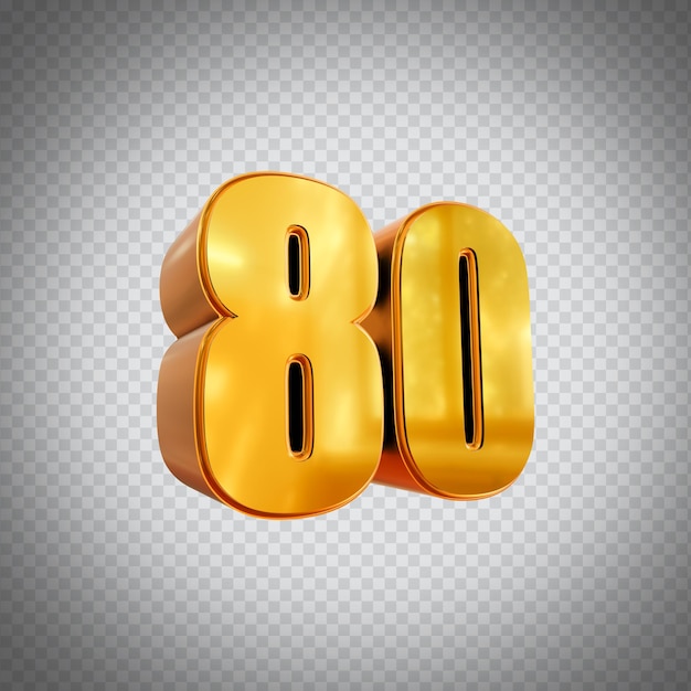 Numéro 80 3d Rendered Image Avec Fond Transparent