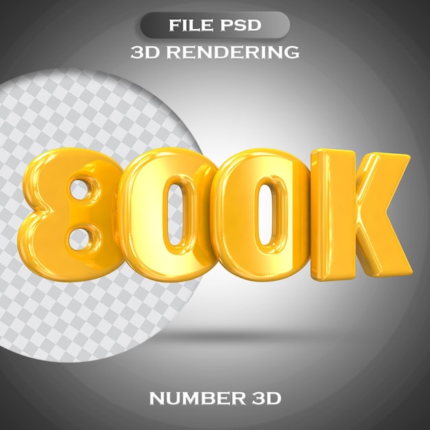 Número 800K Gold Rendering 3D
