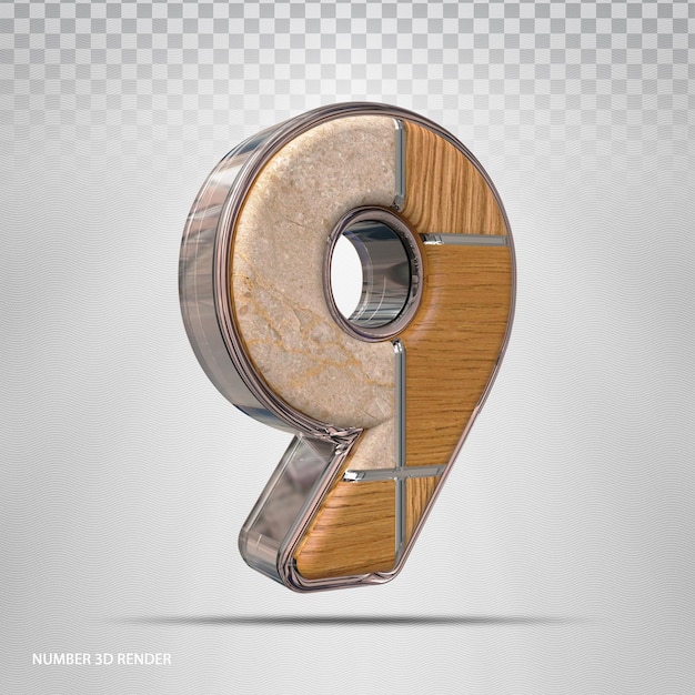 Numéro 9 Concept Style Bois Rendu 3D