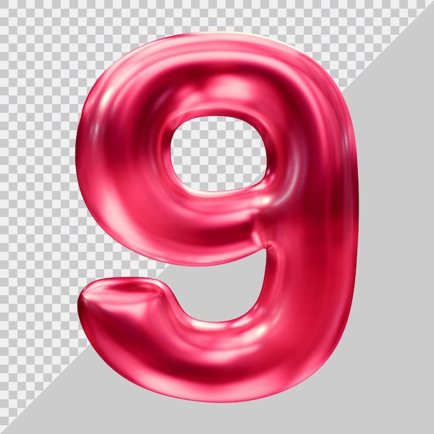 Número 9 con estilo moderno 3d