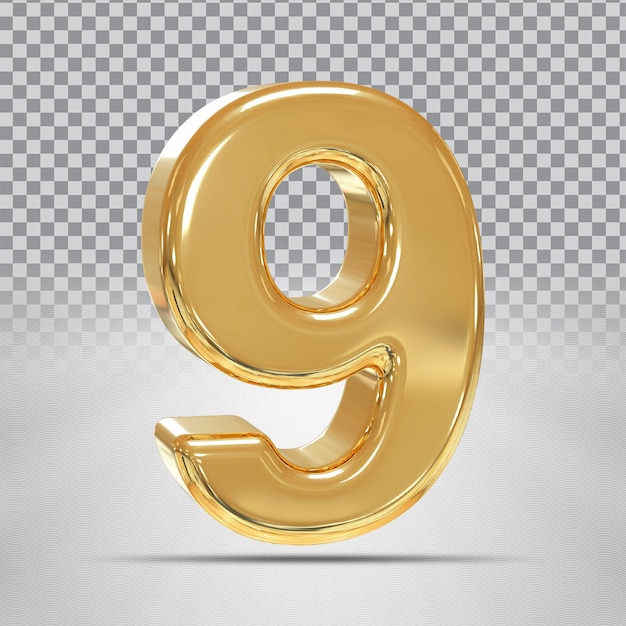 PSD numéro 9 golden 3d render style de luxe