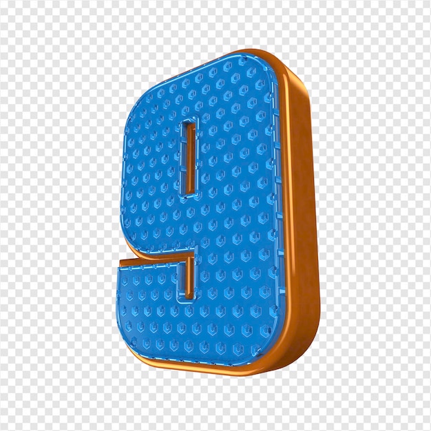 número 9 nove azul claro e dourado